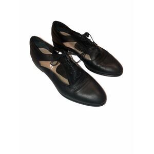 Eram Clear Side Loafers Womens Sz 39 US 8 Leather Lace‎ Up Flat Shoes Black HTF